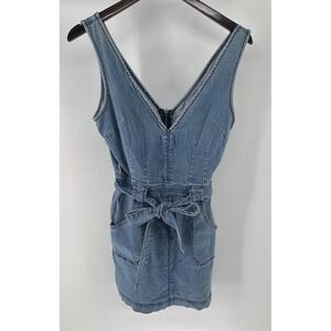 BeBe Women's Fitted Denim Dress Size 4 Stretch Zipper on‎ Back Retro Blue